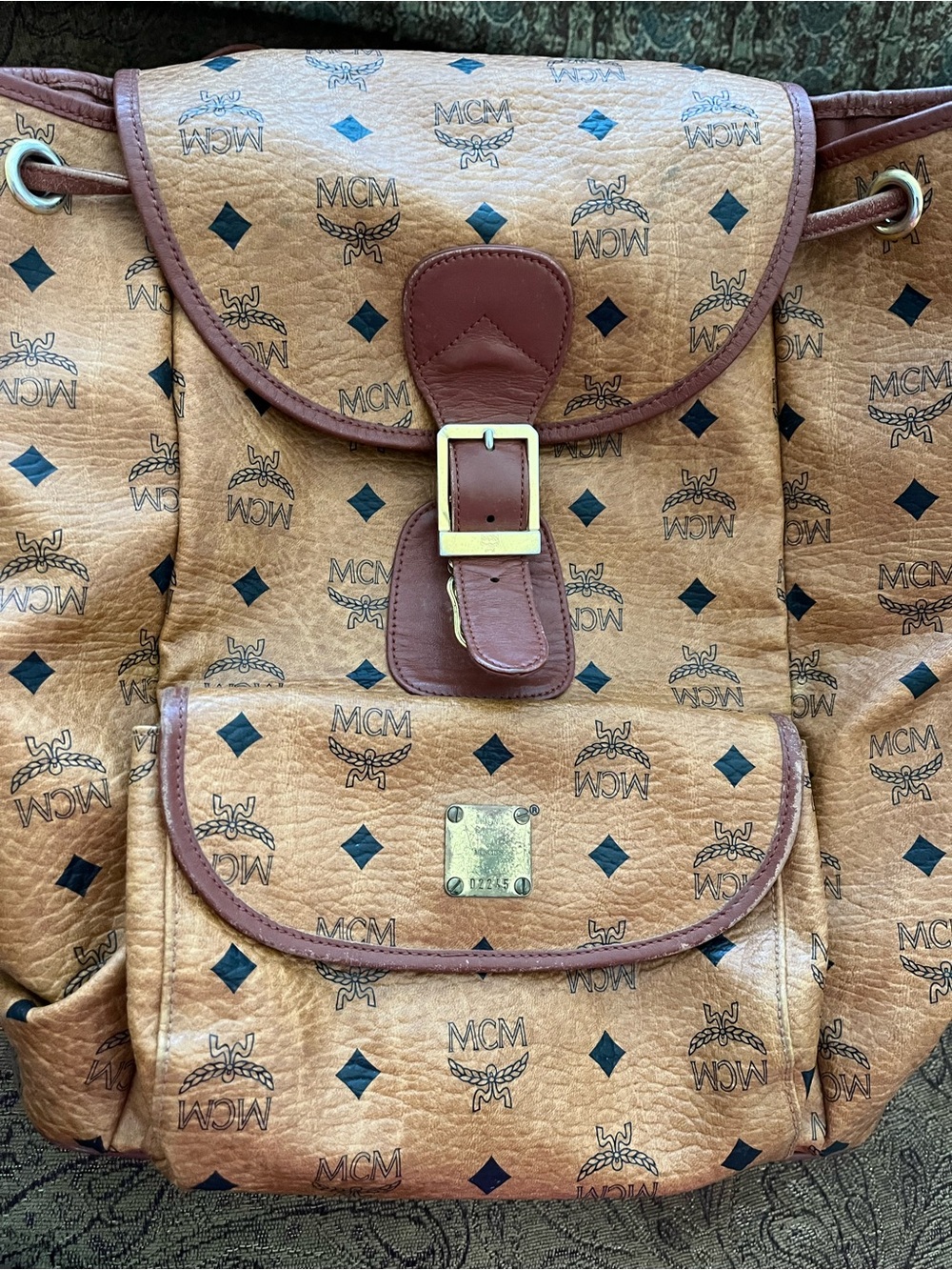 Vintage MCM Cognac Visetos Monogram backpack and wallet set - Picture 2 of 11